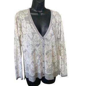 Eileen Fisher NEW metalic thread Lace Button-Front Cardigan With metallic accent